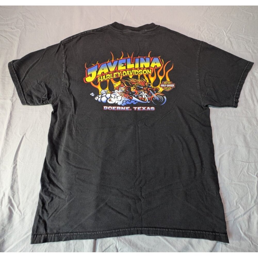 VTG Harley Davidson Javelina Shirt Large Black Boerne Texas Motorcycle Tee 2005